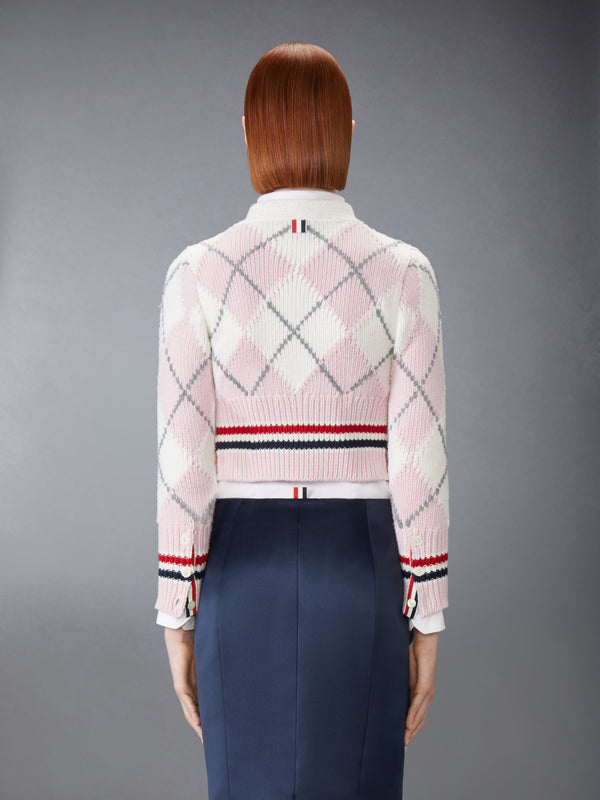 ARGYLE INTARSIA MERINO WOOL SHRUNKEN CARDIGAN - image 2