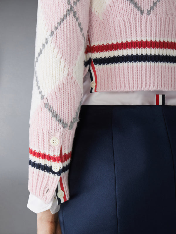 ARGYLE INTARSIA MERINO WOOL SHRUNKEN CARDIGAN - image 4