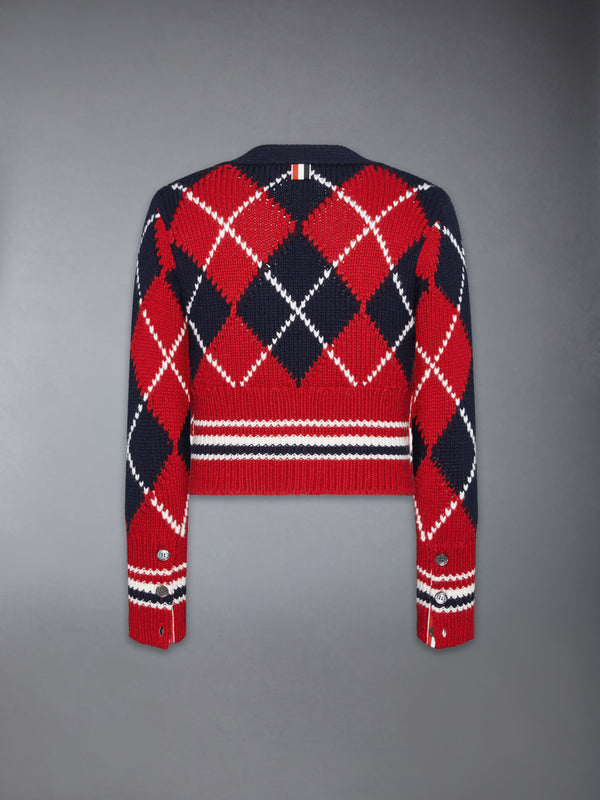 ARGYLE INTARSIA MERINO WOOL SHRUNKEN CARDIGAN - image 7