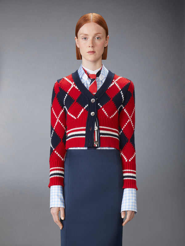 ARGYLE INTARSIA MERINO WOOL SHRUNKEN CARDIGAN - image 1