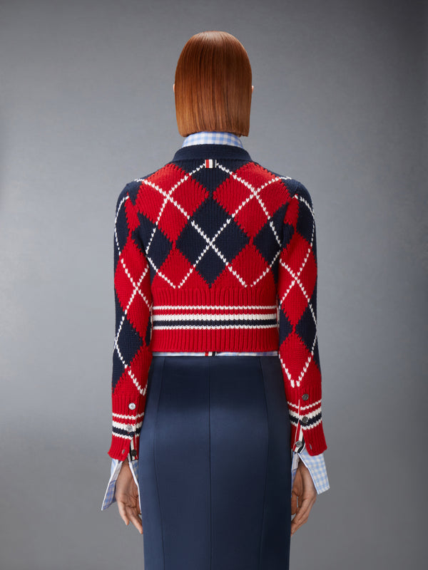 ARGYLE INTARSIA MERINO WOOL SHRUNKEN CARDIGAN - image 2