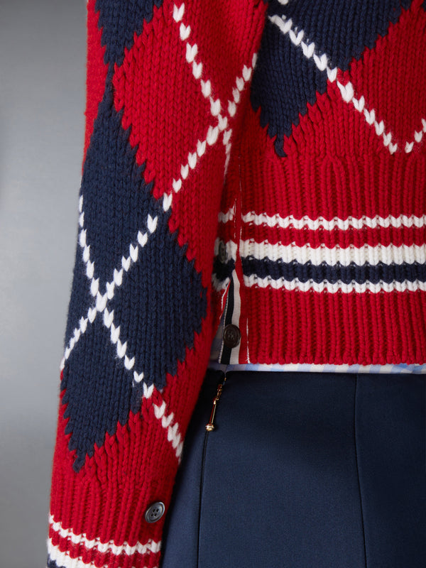 ARGYLE INTARSIA MERINO WOOL SHRUNKEN CARDIGAN - image 4