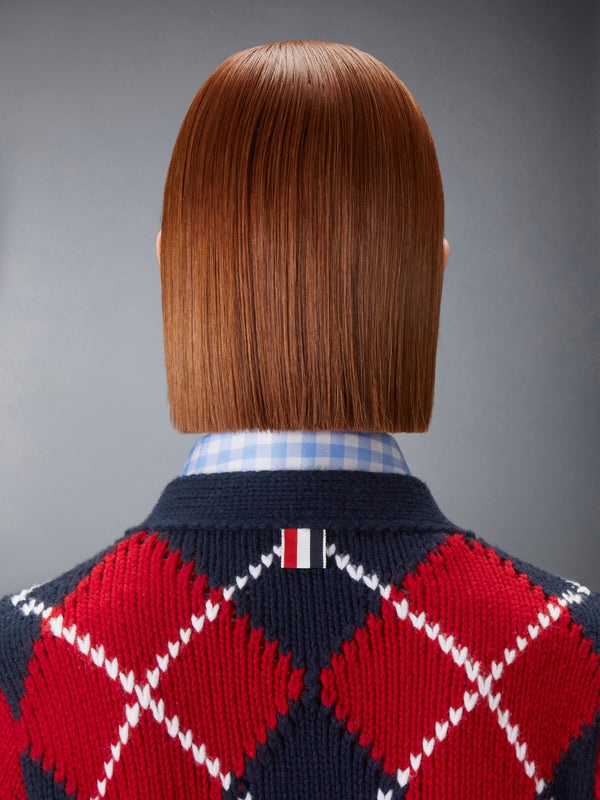 ARGYLE INTARSIA MERINO WOOL SHRUNKEN CARDIGAN - image 5