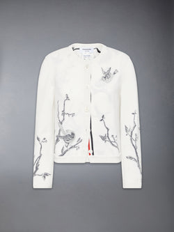 SCENIC BIRDS INTARSIA CASHMERE CARDIGAN