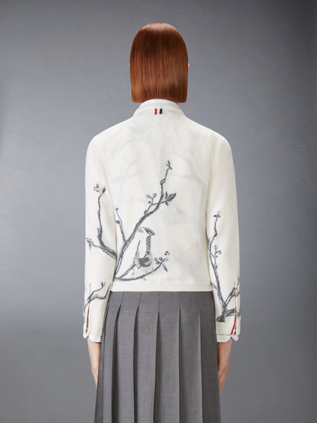 シーニック バード インターシャ カシミヤ カーディガン 白