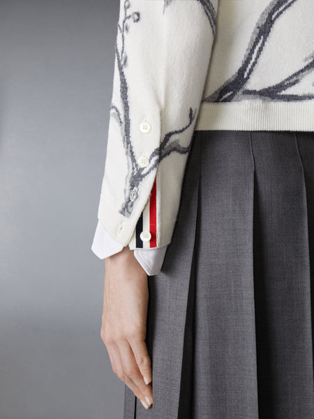 シーニック バード インターシャ カシミヤ カーディガン 白