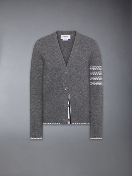 HOLIDAY MERINO HECTOR INTARSIA CARDIGAN MED GREY