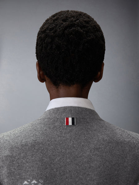 HOLIDAY MERINO HECTOR INTARSIA CARDIGAN MED GREY