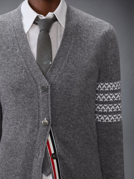 HOLIDAY MERINO HECTOR INTARSIA CARDIGAN MED GREY