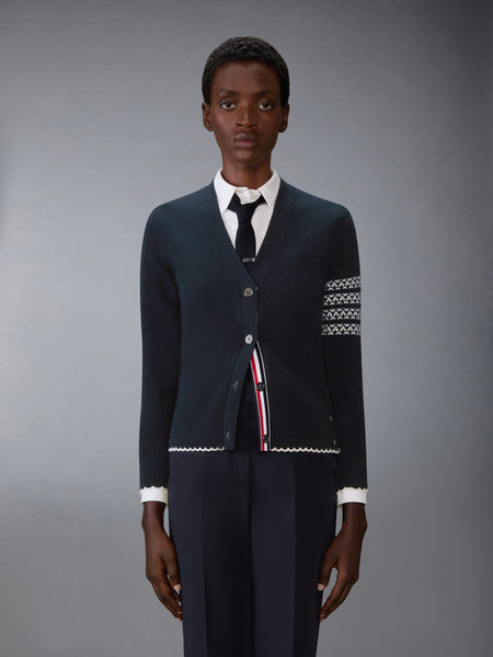 HOLIDAY MERINO HECTOR INTARSIA CARDIGAN NAVY