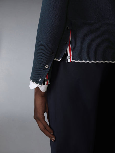 HOLIDAY MERINO HECTOR INTARSIA CARDIGAN NAVY