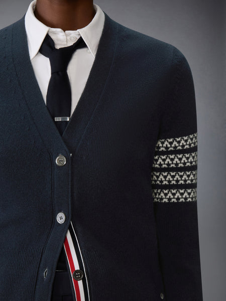 HOLIDAY MERINO HECTOR INTARSIA CARDIGAN NAVY