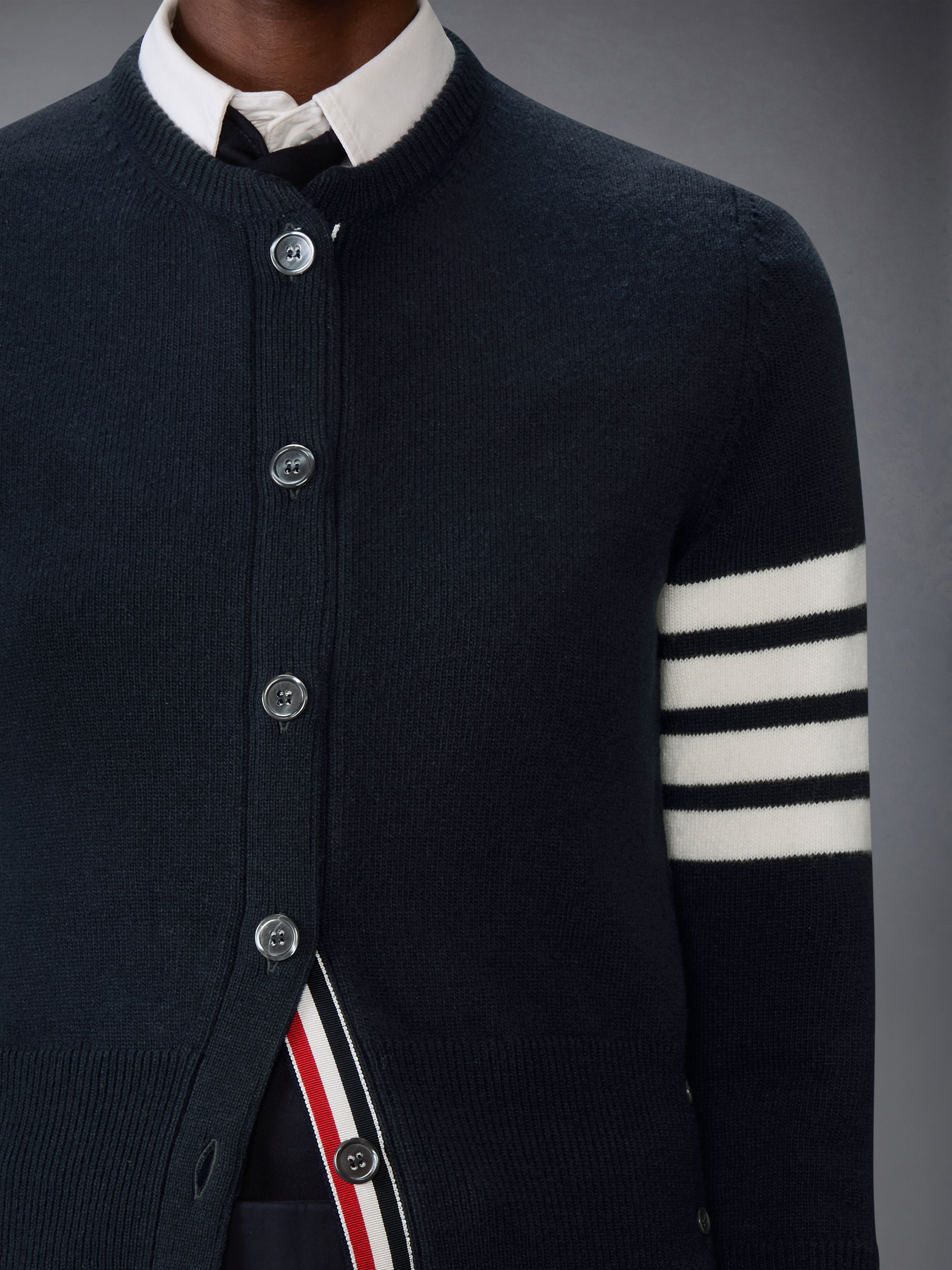 旧正月ウール 4-BAR インターシャ カーディガン | Thom Browne