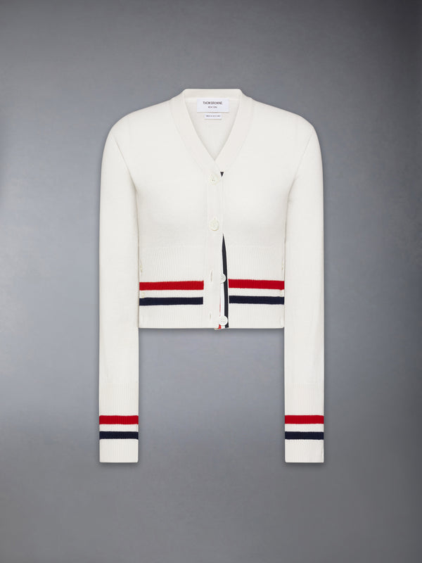 CASHMERE RWB STRIPE SHRUNKEN CARDIGAN - featured image
