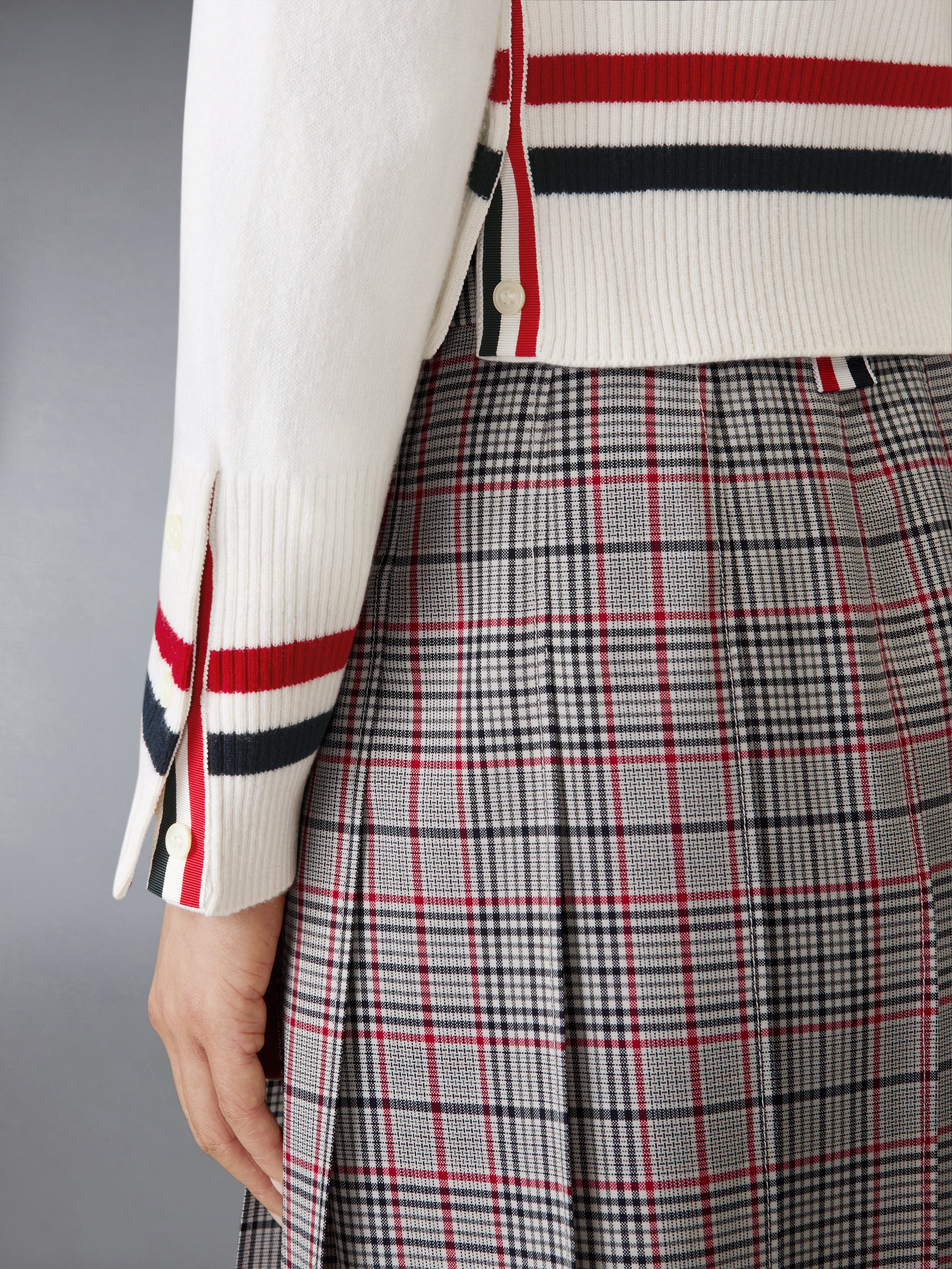 Cashmere Rwb Stripe Shrunken Cardigan | Thom Browne