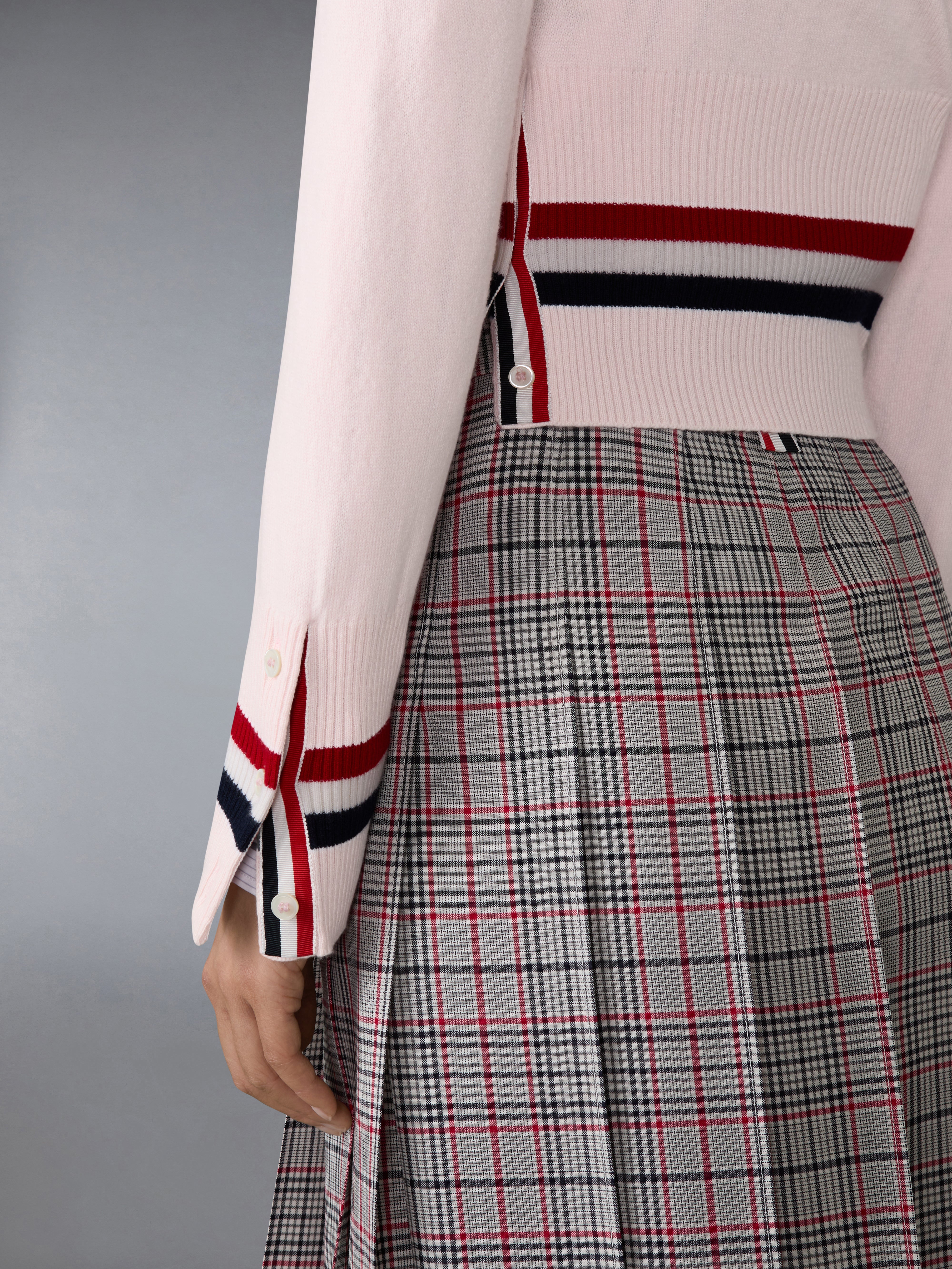 Cashmere Rwb Stripe Shrunken Cardigan | Thom Browne