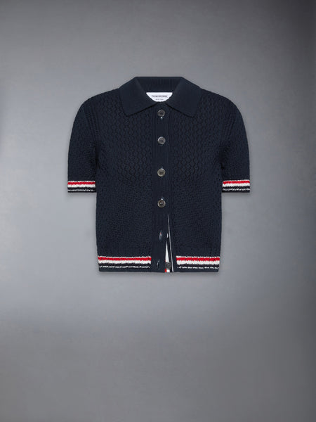 HECTOR POINTELLE SHORT SLEEVE CARDIGAN NAVY