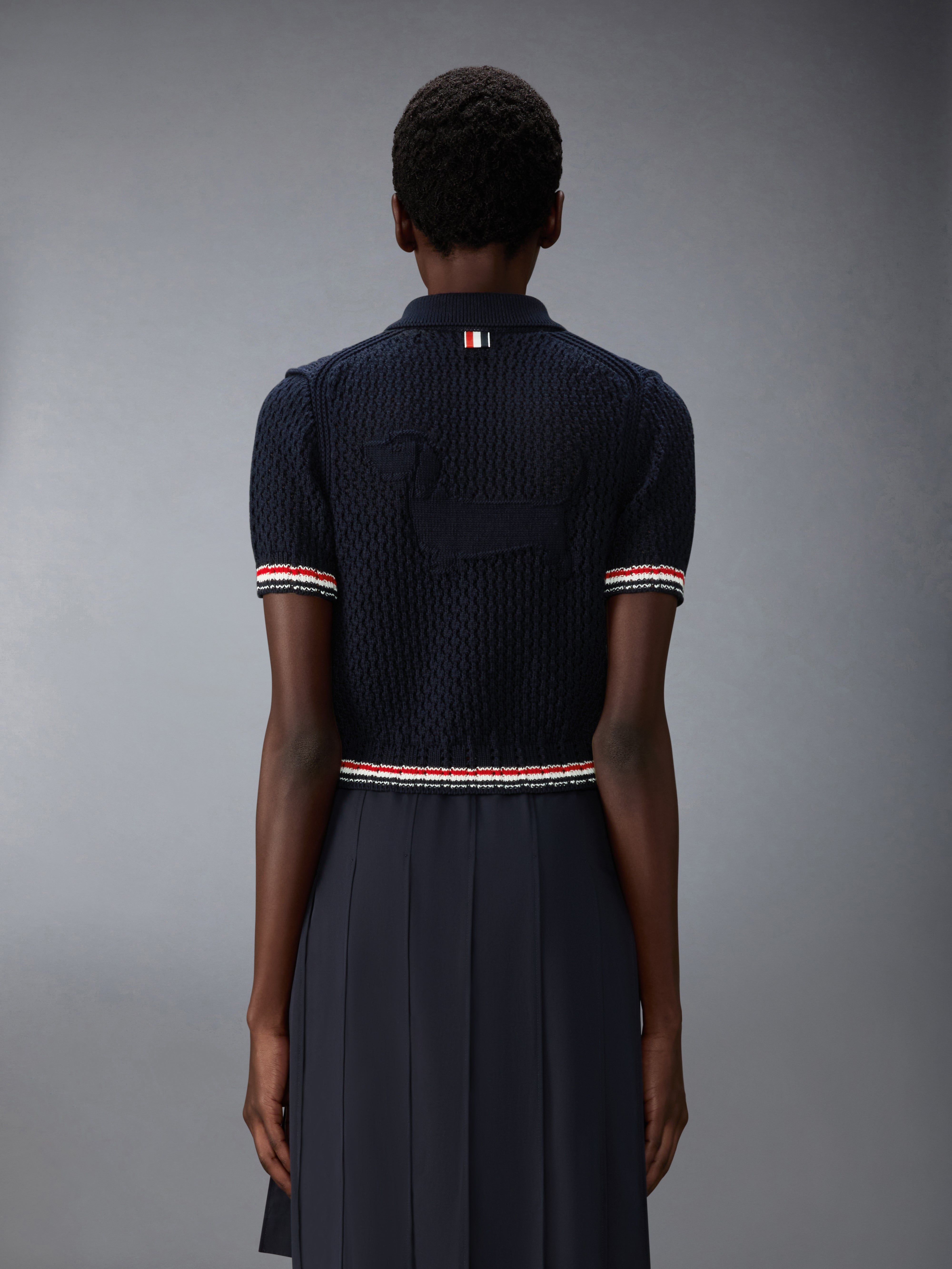 Hector Pointelle Short Sleeve Cardigan | Thom Browne