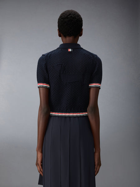 HECTOR POINTELLE SHORT SLEEVE CARDIGAN NAVY