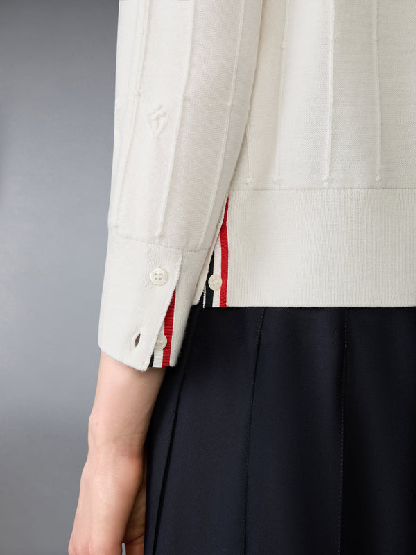 MERINO WOOL BOBBLE STITCH LACE TRIM CARDIGAN - image 4