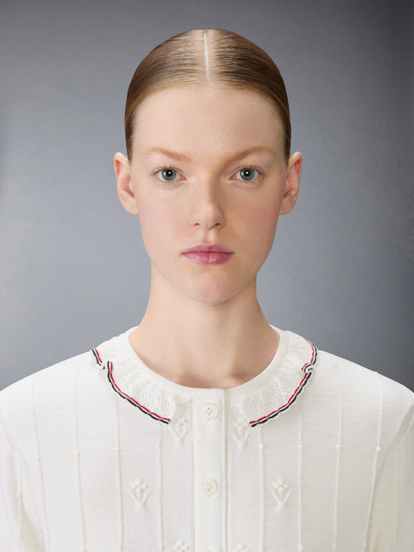 MERINO WOOL BOBBLE STITCH LACE TRIM CARDIGAN - image 5