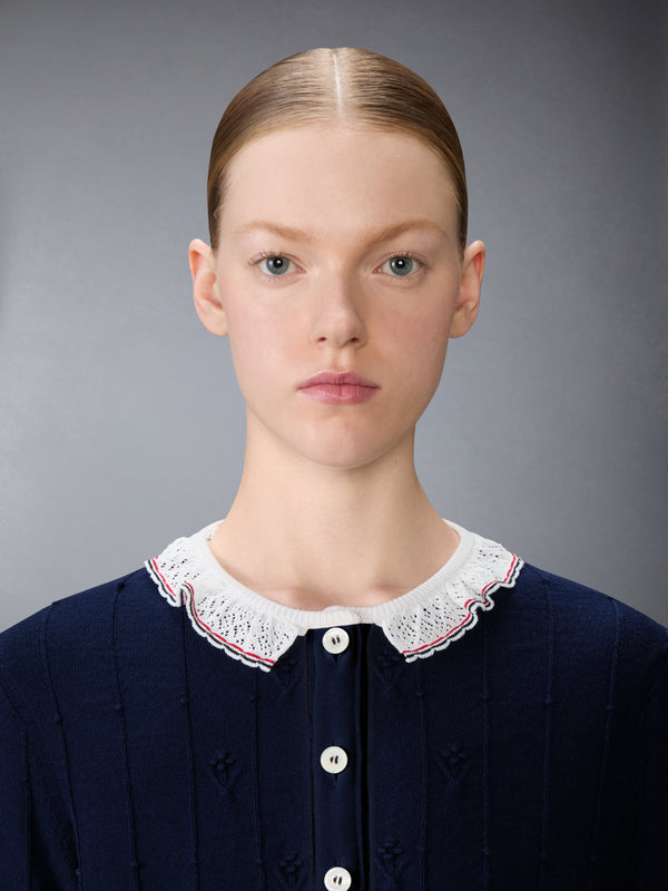 MERINO WOOL BOBBLE STITCH LACE TRIM CARDIGAN - image 5