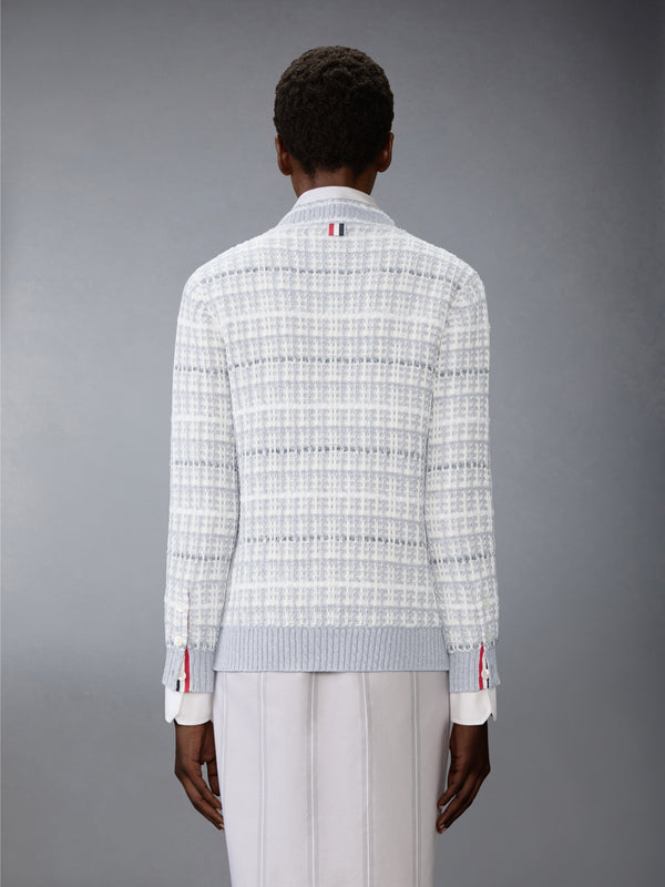 TUCK STITCH TWEED ELONGATED V-NECK CARDIGAN - image 2