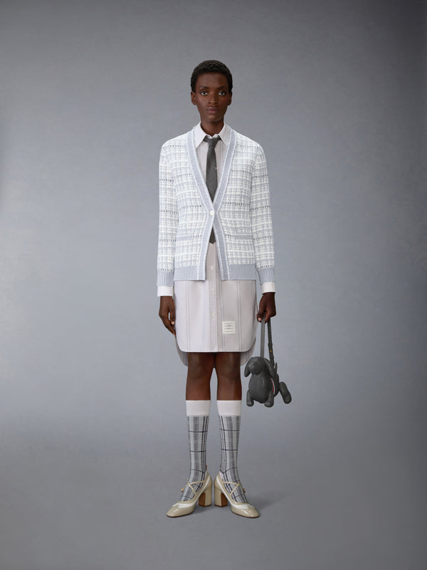 TUCK STITCH TWEED ELONGATED V-NECK CARDIGAN - image 3