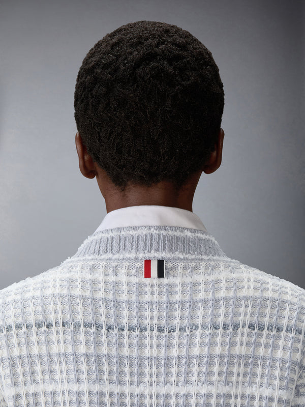 TUCK STITCH TWEED ELONGATED V-NECK CARDIGAN - image 4