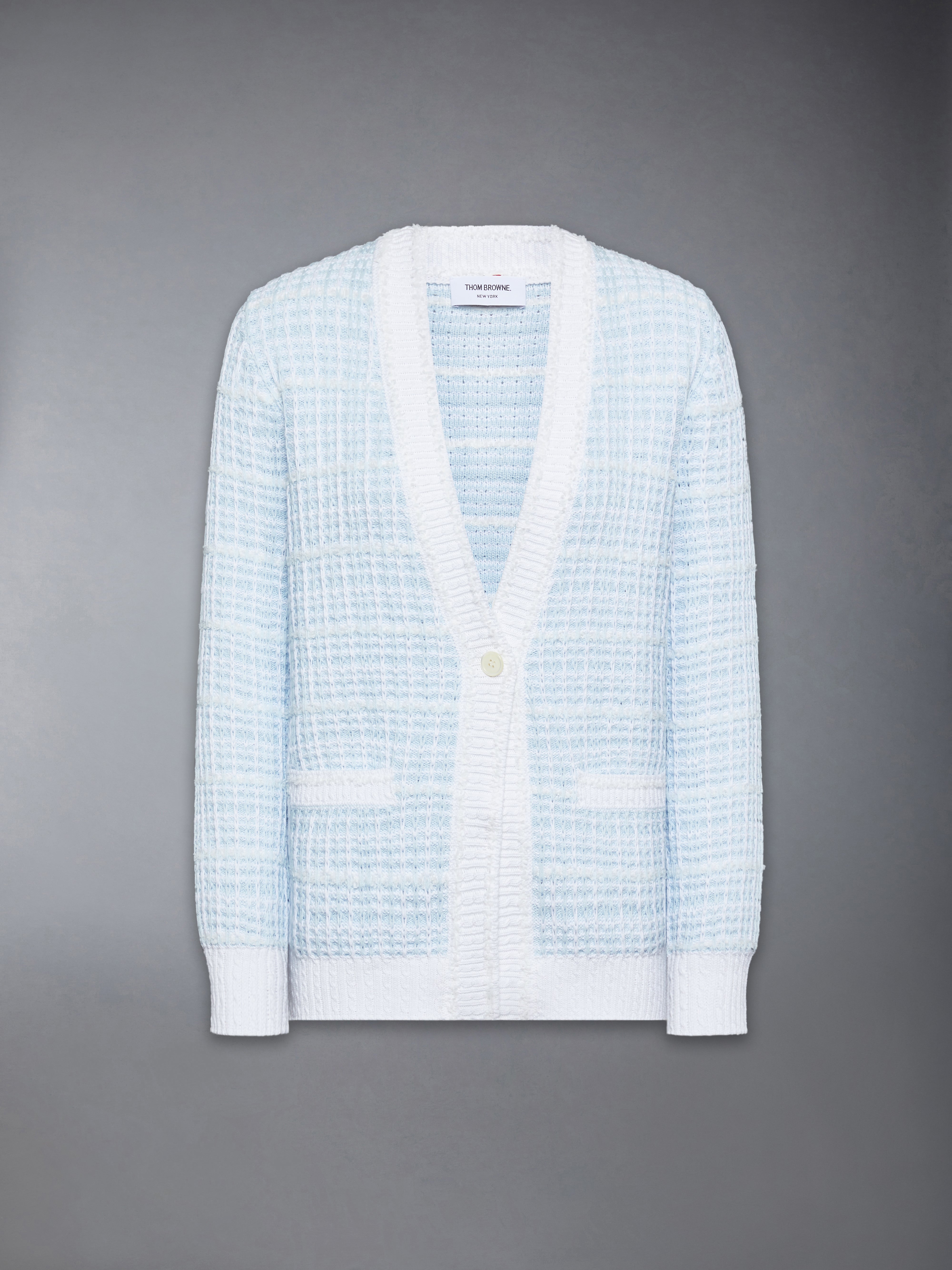 タック ステッチ ツイード ロング丈 Vネック カーディガン | Thom Browne