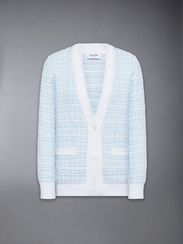 TUCK STITCH TWEED ELONGATED V-NECK CARDIGAN - featured image