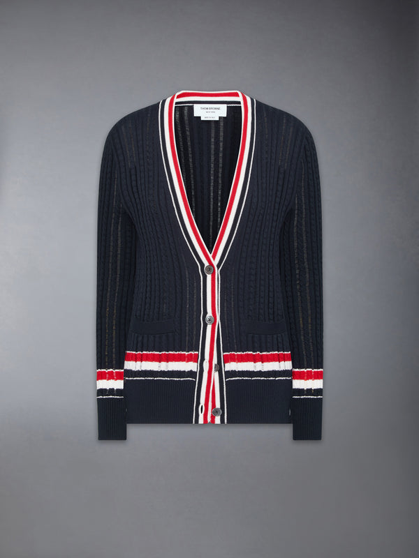 RWB STRIPE BABY LADDER CABLE ELONGATED CARDIGAN - featured image