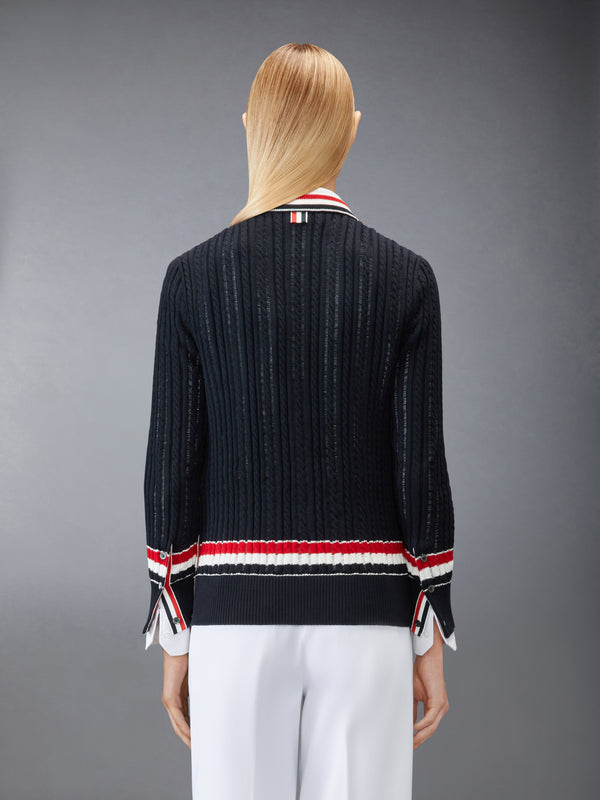 RWB STRIPE BABY LADDER CABLE ELONGATED CARDIGAN - image 2