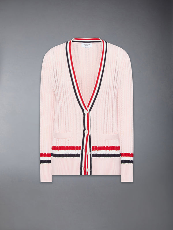 RWB STRIPE BABY LADDER CABLE ELONGATED CARDIGAN - featured image