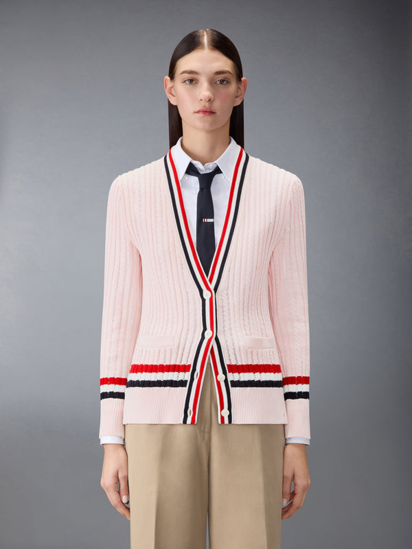 RWB STRIPE BABY LADDER CABLE ELONGATED CARDIGAN - image 1