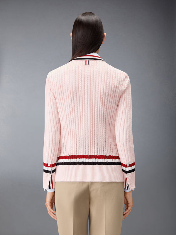 RWB STRIPE BABY LADDER CABLE ELONGATED CARDIGAN - image 2