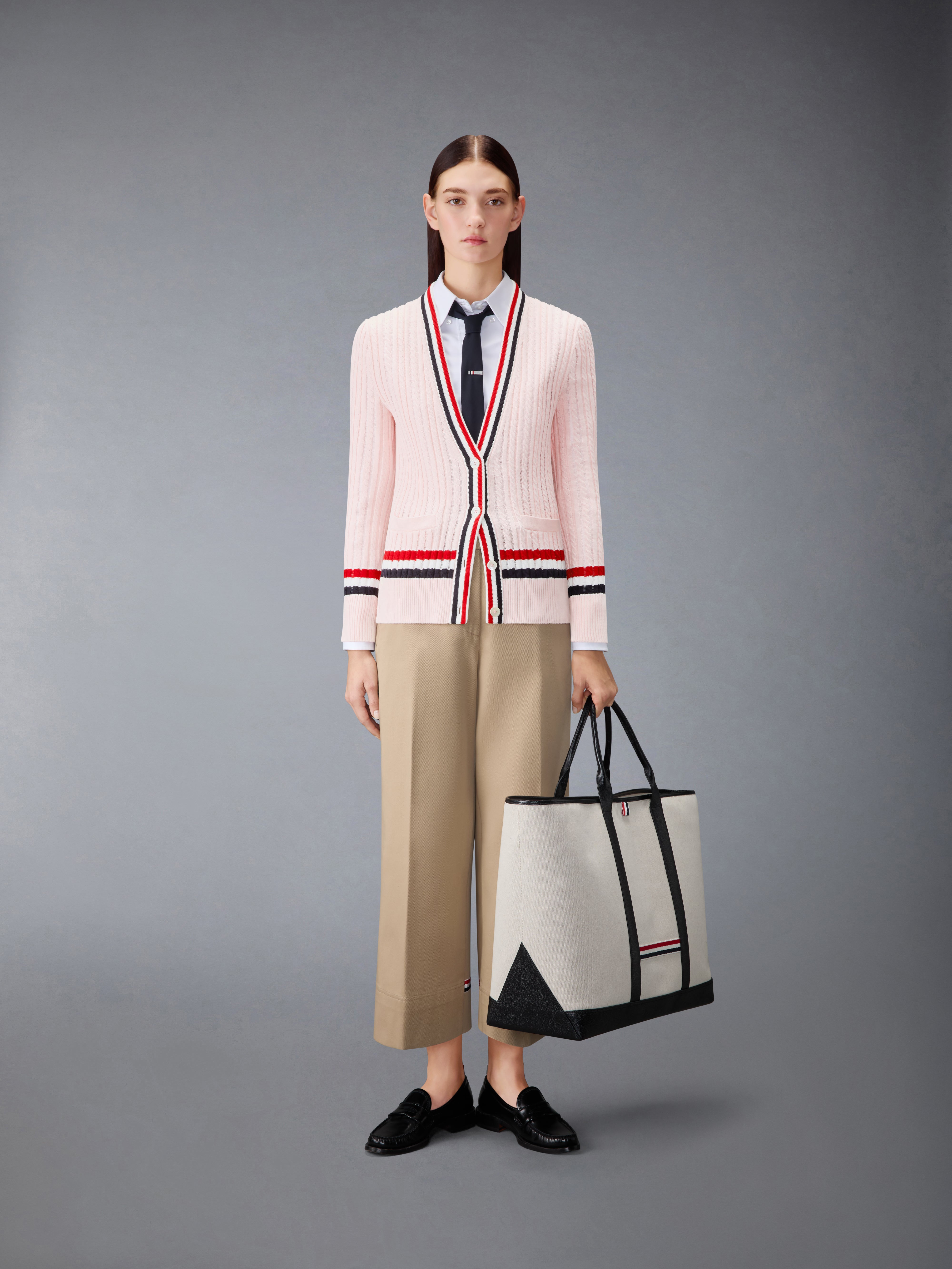 Rwb Stripe Baby Ladder Cable Elongated Cardigan | Thom Browne