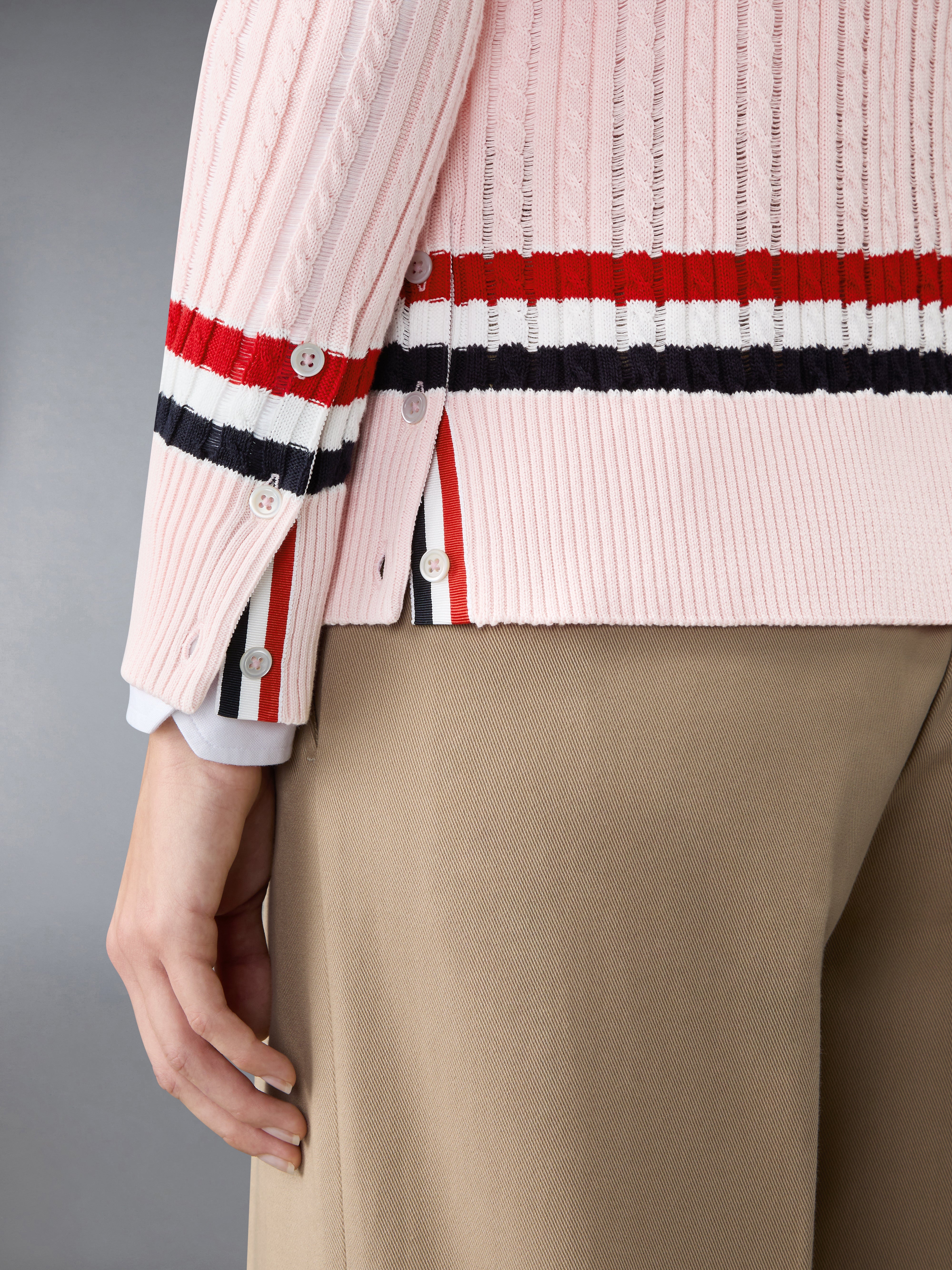 Rwb Stripe Baby Ladder Cable Elongated Cardigan | Thom Browne