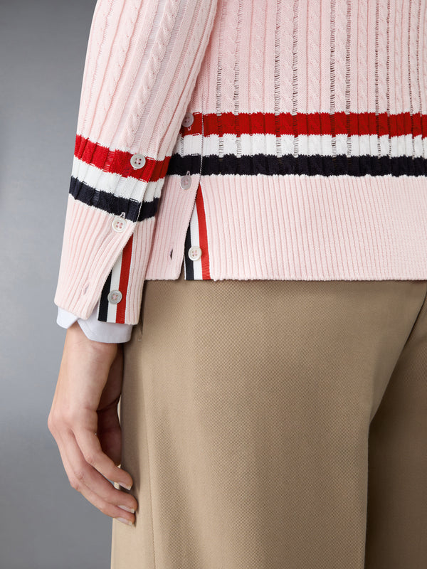 RWB STRIPE BABY LADDER CABLE ELONGATED CARDIGAN - image 4