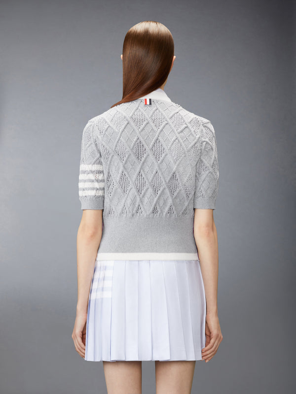 ARGYLE POINTELLE 4-BAR SHORT SLEEVE CARDIGAN - image 2