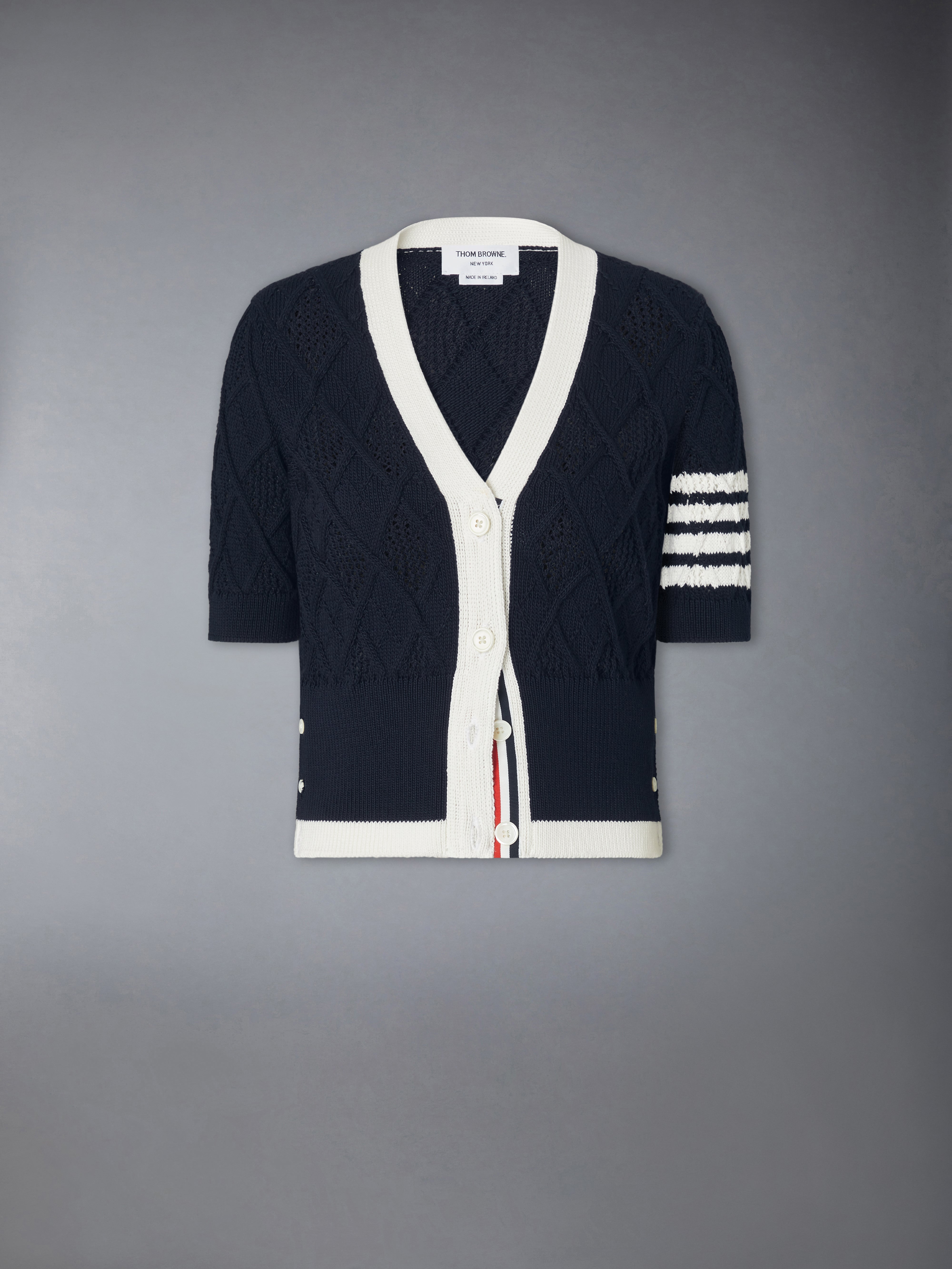 アーガイル ポインテール 4-BAR 半袖カーディガン | Thom Browne
