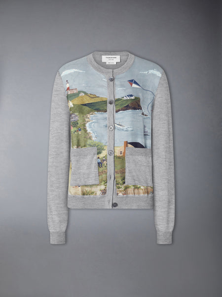 NANTUCKET SCENIC CASHMERE SILK CARDIGAN LT GREY