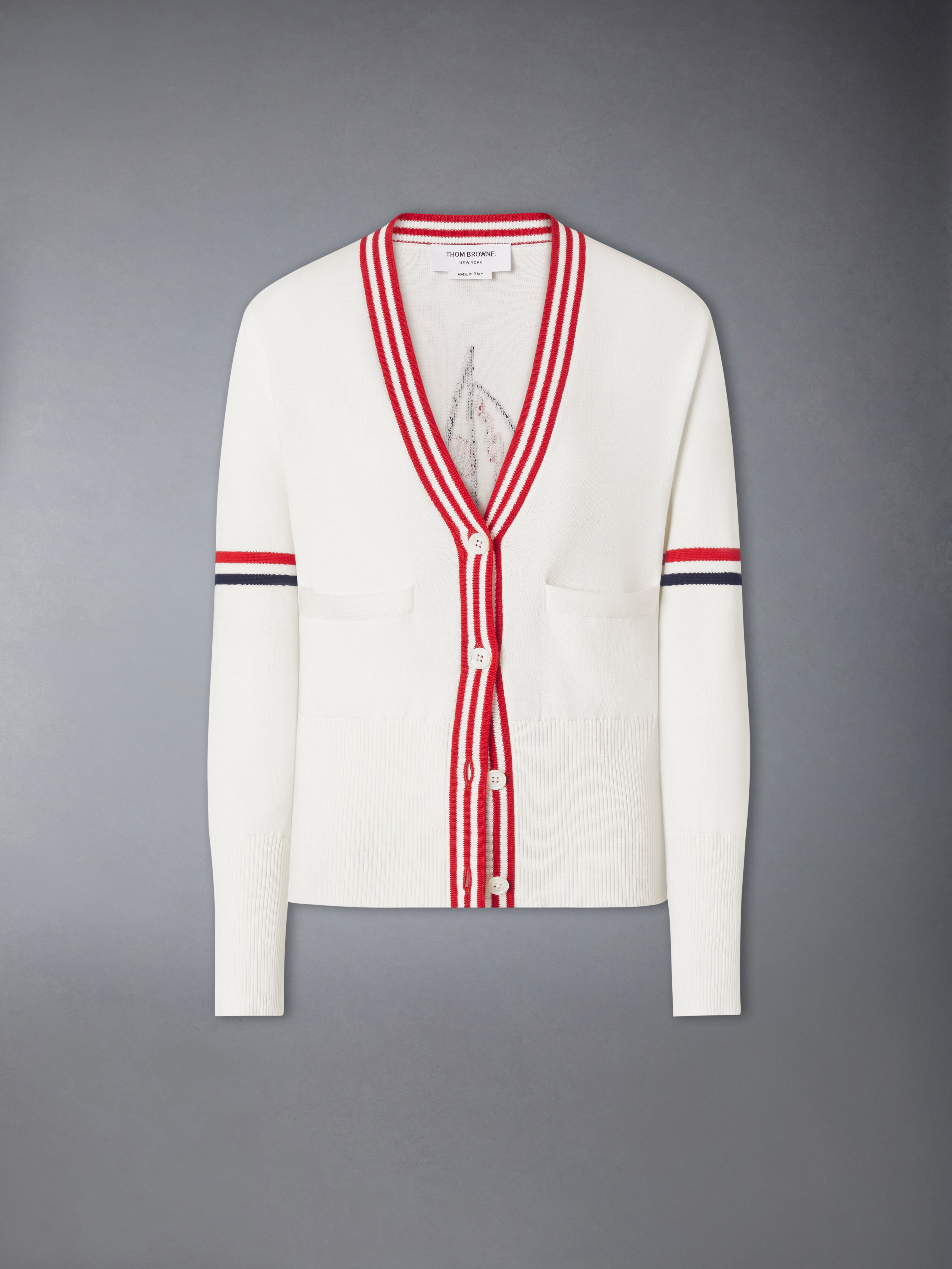 Rwb Stripe Jacquard Sailboat Cardigan | Thom Browne