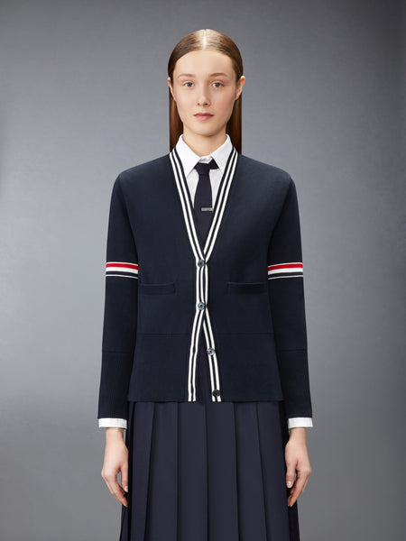 RWB STRIPE JACQUARD SAILBOAT CARDIGAN 네이비