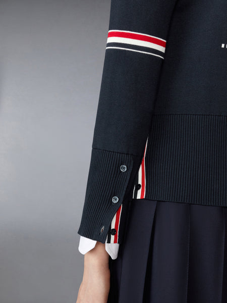 RWB STRIPE JACQUARD SAILBOAT CARDIGAN 네이비