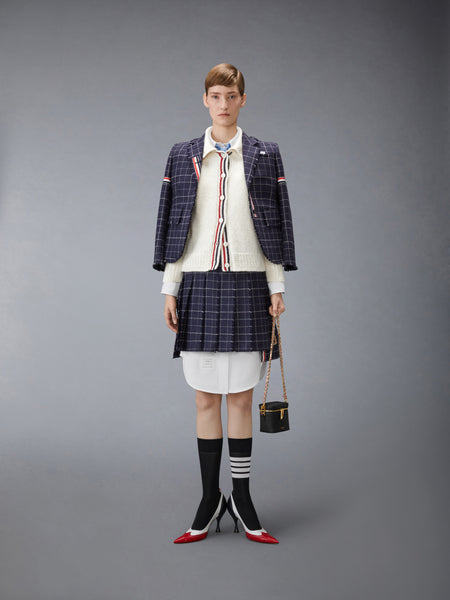DONEGAL RWB STRIPE HECTOR POINTELLE CARDIGAN WHITE