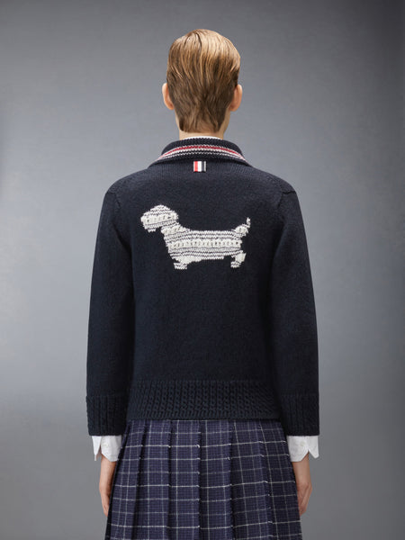 DONEGAL RWB STRIPE HECTOR POINTELLE CARDIGAN NAVY