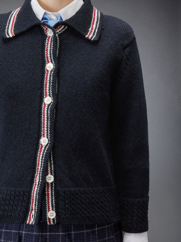 DONEGAL RWB STRIPE HECTOR POINTELLE CARDIGAN - image 4