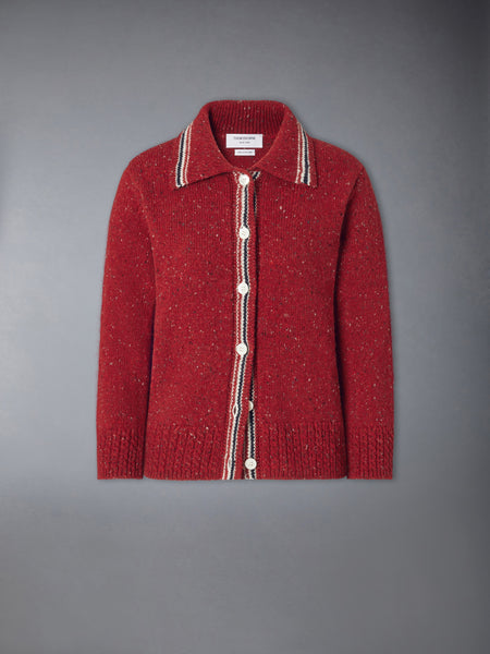 DONEGAL RWB STRIPE HECTOR POINTELLE CARDIGAN RED