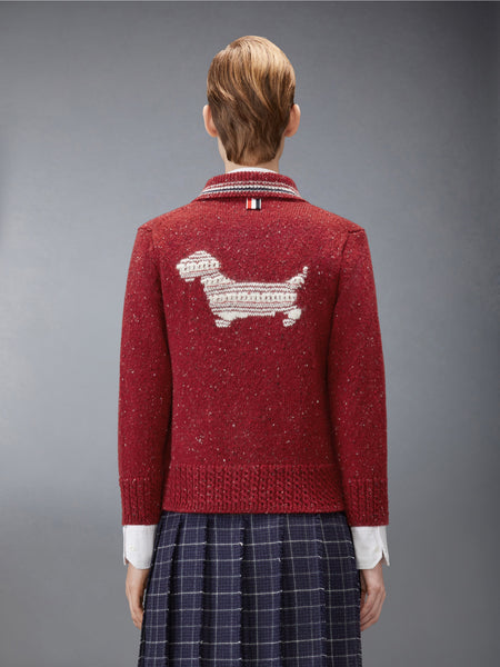 DONEGAL RWB STRIPE HECTOR POINTELLE CARDIGAN RED